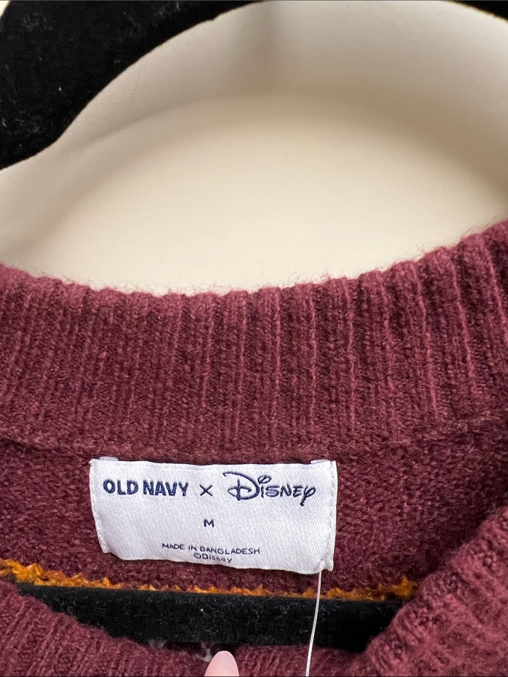 Cozy Burgundy Mickey Mouse Pumpkin Fair Isle Cardigan Sweater Disney Old Navy - Picture 3 of 8